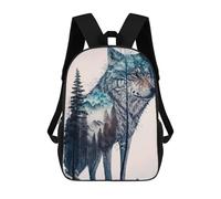 sinyumoney Sac À Dos Scolaire Pour Enfants Imprimé En 3D Wolf And The Winter Forest Sac À Dos De Sport Pour Garçons Et Filles, Sac À Dos Tendance 17inch
