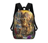 sinyumoney Sac À Dos Scolaire Pour Enfants Imprimé En 3D Wolf Family in Forest, Grande Capacité, Idéal Pour Les Voyages, Les Livres Et L'école.