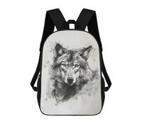 sinyumoney Sac À Dos Scolaire Pour Enfants Imprimé En 3D Wolf Head in Charcoal Sacs À Dos, Sacs À Dos De Voyage Décontractés, Grand Sac À Dos De Jour Pour Garçons 17inch