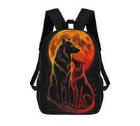 sinyumoney Sac À Dos Scolaire Pour Enfants Imprimé En 3D Wolves Under A Fiery Moon Sacs À Dos, Sacs À Dos De Voyage Décontractés, Grand Sac À Dos De Jour Pour Garçons 17inch