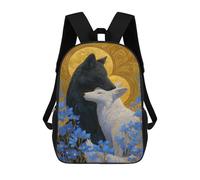 sinyumoney Sac À Dos Scolaire Pour Enfants Imprimé En 3D Yin-Yang Foxes in Blue Flowers, Grande Capacité, Idéal Pour Les Voyages, Les Livres Et L'école.