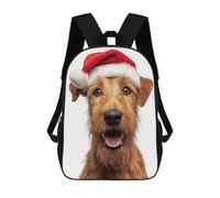 sinyumoney Sac À Dos Scolaire Pour Enfants Irish Terrier Dog with Santa Hat Portrait Sac À Dos Scolaire Pour Enfants, Style Décontracté Et Tendance, Imprimé En 3D, Amusant Et Original 17inch