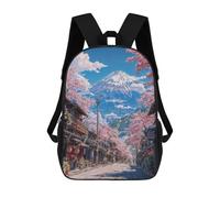 sinyumoney Sac À Dos Scolaire Pour Enfants Japanese Sakura Bloom Fuji Sac À Dos Tendance Pour Adolescents, Sac À Dos Décontracté Pour Garçons Et Filles, Sac D'école Imprimé En 3D 17inch