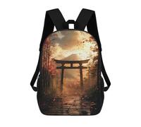 sinyumoney Sac À Dos Scolaire Pour Enfants Japanese Torii Gate with Falling Leaves Sac À Dos Scolaire Tendance Sac À Dos De Voyage Unisexe Tendance Sac À Dos 3D Cool 17inch