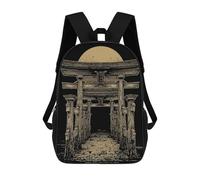 sinyumoney Sac À Dos Scolaire Pour Enfants Japanese Torii Gate with Rising Sun Sac À Dos Décontracté Pour Les Voyages, Imprimé En 3D, Pour Garçons Et Filles, Grande Capacité 17inch