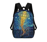 sinyumoney Sac À Dos Scolaire Pour Enfants Jellyfish in Starry Night Style Sac À Dos Scolaire Pour Enfants, Style Décontracté Et Tendance, Imprimé En 3D, Amusant Et Original 17inch
