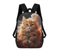 sinyumoney Sac À Dos Scolaire Pour Enfants Kitten On Fluffy Clouds Sac À Dos Décontracté Pour Les Voyages, Imprimé En 3D, Pour Garçons Et Filles, Grande Capacité 17inch
