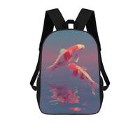 sinyumoney Sac À Dos Scolaire Pour Enfants Koi Fish in Pink And Blue Water Sac À Dos Scolaire Pour Enfants, Style Décontracté Et Tendance, Imprimé En 3D, Amusant Et Original 17inch