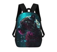 sinyumoney Sac À Dos Scolaire Pour Enfants Leopard Jaguar Neon Art Sac À Dos Décontracté Pour Les Voyages, Imprimé En 3D, Pour Garçons Et Filles, Grande Capacité 17inch