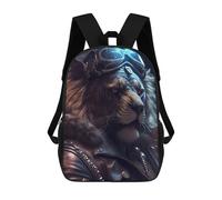 sinyumoney Sac À Dos Scolaire Pour Enfants Lion Biker Artwork Sac À Dos Scolaire Tendance Sac À Dos De Voyage Unisexe Tendance Sac À Dos 3D Cool 17inch