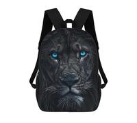 sinyumoney Sac À Dos Scolaire Pour Enfants Lion Blue And Black Animal Sac À Dos Décontracté Pour Les Voyages, Imprimé En 3D, Pour Garçons Et Filles, Grande Capacité 17inch
