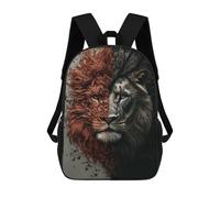 sinyumoney Sac À Dos Scolaire Pour Enfants Lion with Two Faces Sac À Dos Scolaire Tendance Sac À Dos De Voyage Unisexe Tendance Sac À Dos 3D Cool 17inch