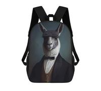 sinyumoney Sac À Dos Scolaire Pour Enfants Llama in Formal Attire Sac À Dos Décontracté Pour Les Voyages, Imprimé En 3D, Pour Garçons Et Filles, Grande Capacité 17inch