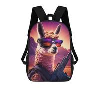 sinyumoney Sac À Dos Scolaire Pour Enfants Llama Soldier in Desert Sac À Dos Décontracté Pour Les Voyages, Imprimé En 3D, Pour Garçons Et Filles, Grande Capacité 17inch