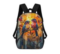 sinyumoney Sac À Dos Scolaire Pour Enfants Lovebirds in A Stained Glass Sunset Sac À Dos Décontracté Pour Les Voyages, Imprimé En 3D, Pour Garçons Et Filles, Grande Capacité 17inch
