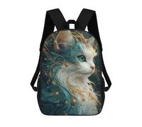 sinyumoney Sac À Dos Scolaire Pour Enfants Magical Fantasy Cat Artwork -3 Sac À Dos Scolaire Tendance Sac À Dos De Voyage Unisexe Tendance Sac À Dos 3D Cool 17inch