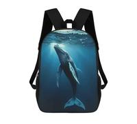 sinyumoney Sac À Dos Scolaire Pour Enfants Majestic Humpback Whale Sac À Dos Décontracté Pour Les Voyages, Imprimé En 3D, Pour Garçons Et Filles, Grande Capacité 17inch