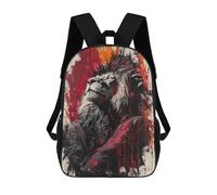 sinyumoney Sac À Dos Scolaire Pour Enfants Majestic Lion Contemporary Expressionist Portrait Sac À Dos Décontracté Pour Les Voyages, Imprimé En 3D, Pour Garçons Et Filles, Grande Capacité 17inch
