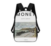 sinyumoney Sac À Dos Scolaire Pour Enfants Monet River Boats Sac À Dos Scolaire Pour Enfants, Style Décontracté Et Tendance, Imprimé En 3D, Amusant Et Original 17inch