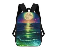 sinyumoney Sac À Dos Scolaire Pour Enfants Moonlit Ocean Waves Sac À Dos Scolaire Pour Enfants, Style Décontracté Et Tendance, Imprimé En 3D, Amusant Et Original 17inch