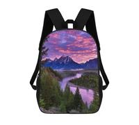 sinyumoney Sac À Dos Scolaire Pour Enfants Mountain River Sunset Scenery Sac À Dos Scolaire Tendance Sac À Dos De Voyage Unisexe Tendance Sac À Dos 3D Cool 17inch