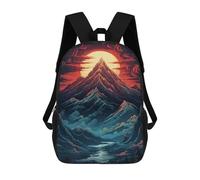 sinyumoney Sac À Dos Scolaire Pour Enfants Mountain Sunset Landscape Sac À Dos Scolaire Tendance Sac À Dos De Voyage Unisexe Tendance Sac À Dos 3D Cool 17inch