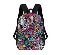 sinyumoney Sac À Dos Scolaire Pour Enfants Music Graffiti Art Sac À Dos Décontracté Pour Les Voyages, Imprimé En 3D, Pour Garçons Et Filles, Grande Capacité 17inch