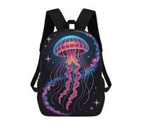 sinyumoney Sac À Dos Scolaire Pour Enfants Neon Jellyfish in Space Illustration Sac À Dos Scolaire Pour Enfants, Style Décontracté Et Tendance, Imprimé En 3D, Amusant Et Original 17inch