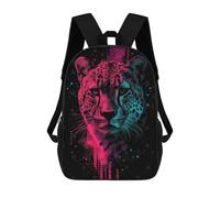 sinyumoney Sac À Dos Scolaire Pour Enfants Neon Leopard Portrait Sac À Dos Décontracté Pour Les Voyages, Imprimé En 3D, Pour Garçons Et Filles, Grande Capacité 17inch