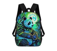 sinyumoney Sac À Dos Scolaire Pour Enfants Neon Panda in Bamboo Forest Sac À Dos Scolaire Tendance Sac À Dos De Voyage Unisexe Tendance Sac À Dos 3D Cool 17inch