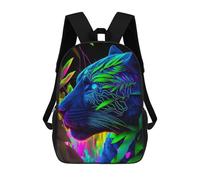 sinyumoney Sac À Dos Scolaire Pour Enfants Neon Panther in Jungle Sac À Dos Décontracté Pour Les Voyages, Imprimé En 3D, Pour Garçons Et Filles, Grande Capacité 17inch