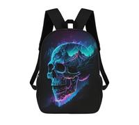 sinyumoney Sac À Dos Scolaire Pour Enfants Neon Skull Landscape Artwork Sac À Dos Décontracté Pour Les Voyages, Imprimé En 3D, Pour Garçons Et Filles, Grande Capacité 17inch