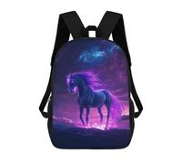 sinyumoney Sac À Dos Scolaire Pour Enfants Neon Space Cute Horse Sac À Dos Décontracté Pour Les Voyages, Imprimé En 3D, Pour Garçons Et Filles, Grande Capacité 17inch