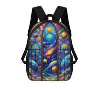 sinyumoney Sac À Dos Scolaire Pour Enfants Neon Space Stained Glass Sac À Dos Décontracté Pour Les Voyages, Imprimé En 3D, Pour Garçons Et Filles, Grande Capacité 17inch