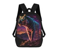 sinyumoney Sac À Dos Scolaire Pour Enfants Neon Tiger Majesty -2 Sac À Dos Scolaire Pour Enfants, Style Décontracté Et Tendance, Imprimé En 3D, Amusant Et Original 17inch