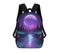 sinyumoney Sac À Dos Scolaire Pour Enfants Neon Wolf in Moonlight Stream Sac À Dos Décontracté Pour Les Voyages, Imprimé En 3D, Pour Garçons Et Filles, Grande Capacité 17inch