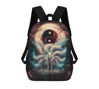 sinyumoney Sac À Dos Scolaire Pour Enfants Nine-Tailed Fox Yin Yang Sac À Dos Scolaire Tendance Sac À Dos De Voyage Unisexe Tendance Sac À Dos 3D Cool 17inch