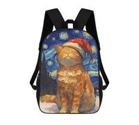 sinyumoney Sac À Dos Scolaire Pour Enfants Orange Cat Santa Hat Sac À Dos Scolaire Pour Enfants, Style Décontracté Et Tendance, Imprimé En 3D, Amusant Et Original 17inch