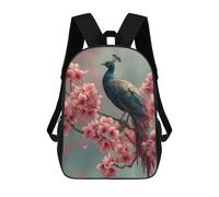 sinyumoney Sac À Dos Scolaire Pour Enfants Peacock Perched Among Cherry Blossoms Sac À Dos Scolaire Pour Enfants, Style Décontracté Et Tendance, Imprimé En 3D, Amusant Et Original 17inch