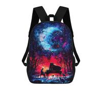 sinyumoney Sac À Dos Scolaire Pour Enfants Piano Under A Cosmic Moon Sac À Dos Décontracté Pour Les Voyages, Imprimé En 3D, Pour Garçons Et Filles, Grande Capacité 17inch