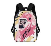 sinyumoney Sac À Dos Scolaire Pour Enfants Pink Gorilla Portrait with Abstract Background Sac À Dos Scolaire Pour Enfants, Style Décontracté Et Tendance, Imprimé En 3D, Amusant Et Original 17inch