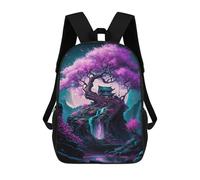 sinyumoney Sac À Dos Scolaire Pour Enfants Pink Magical Tree Sac À Dos Tendance Pour Adolescents, Sac À Dos Décontracté Pour Garçons Et Filles, Sac D'école Imprimé En 3D 17inch