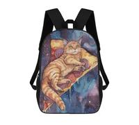 sinyumoney Sac À Dos Scolaire Pour Enfants Pizza Cat in Space Galaxy Sac À Dos Scolaire Pour Enfants, Style Décontracté Et Tendance, Imprimé En 3D, Amusant Et Original 17inch