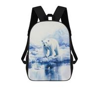 sinyumoney Sac À Dos Scolaire Pour Enfants Polar Bear on Ice Sac À Dos Décontracté Pour Les Voyages, Imprimé En 3D, Pour Garçons Et Filles, Grande Capacité 17inch