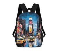 sinyumoney Sac À Dos Scolaire Pour Enfants Pop Art Times Square with Yellow Taxis Sac À Dos Scolaire Pour Enfants, Style Décontracté Et Tendance, Imprimé En 3D, Amusant Et Original 17inch