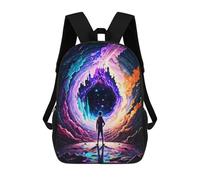 sinyumoney Sac À Dos Scolaire Pour Enfants Portal to Another World -3 Sac À Dos Scolaire Tendance Sac À Dos De Voyage Unisexe Tendance Sac À Dos 3D Cool 17inch