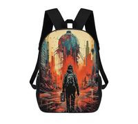 sinyumoney Sac À Dos Scolaire Pour Enfants Post-Apocalyptic Cityscape Sac À Dos Scolaire Pour Enfants, Style Décontracté Et Tendance, Imprimé En 3D, Amusant Et Original 17inch