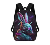 sinyumoney Sac À Dos Scolaire Pour Enfants Rabbit Neon Sac À Dos Scolaire Pour Enfants, Style Décontracté Et Tendance, Imprimé En 3D, Amusant Et Original 17inch