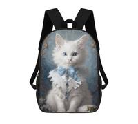 sinyumoney Sac À Dos Scolaire Pour Enfants Regal White Cat Portrait -2 Sac À Dos Décontracté Pour Les Voyages, Imprimé En 3D, Pour Garçons Et Filles, Grande Capacité 17inch
