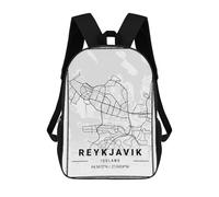 sinyumoney Sac À Dos Scolaire Pour Enfants Reykjavik Light City Map Sac À Dos Scolaire Pour Enfants, Style Décontracté Et Tendance, Imprimé En 3D, Amusant Et Original 17inch